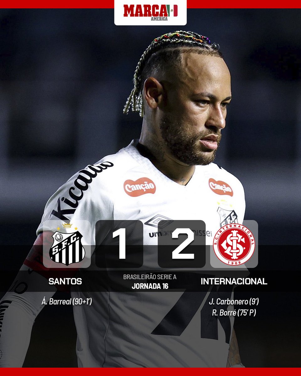 🚨 El Santos de Neymar Jr. sufre su segunda derrota consecutiva 😱 tras caer ante el Internacional ⚽️

#neymarjr #santos #brasileirao #brasil #inter #deportes #futbol #marcaamerica #marcamexico
