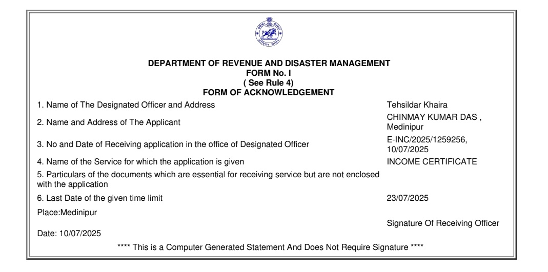 Kalyannayak775's tweet image. From 10-07-2025 was submitted my income certificate on e-district reference no E-INC/2025/1259256. The delivery date was mention 23-07-2025  but still now the application was under process. Even every certificate was like this type problem.
@SukhpalKhaira
@dbalasore1
#Serviceplus