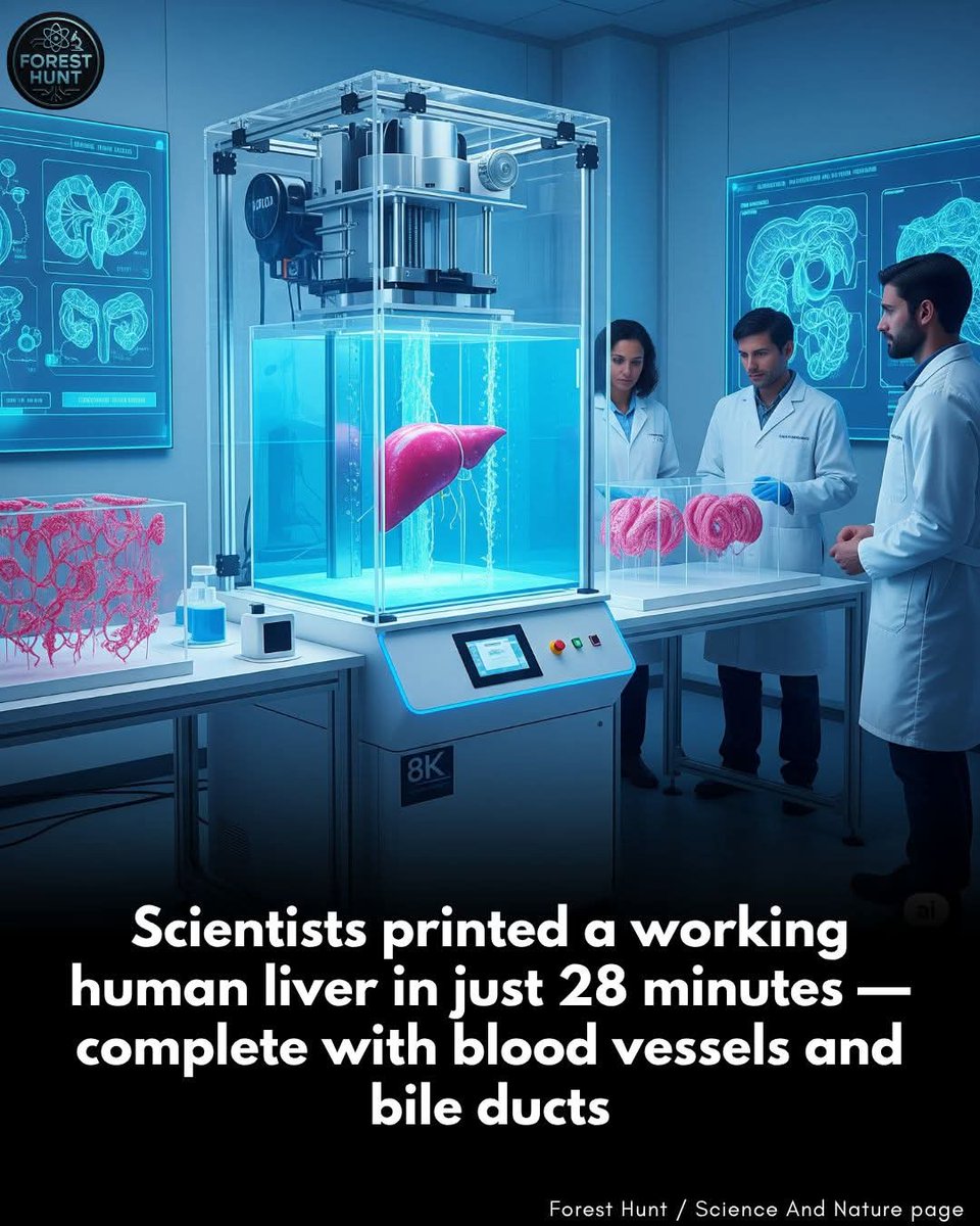 JaysonDC123's tweet image. Scientists built a bioprinter that creates working human livers — in under 30 minutes

In a bioengineering facility in Texas, researchers have unveiled a 3D bioprinter that can print a functional human liver in less than half an hour. Not just tissue, not just shape — a working,…