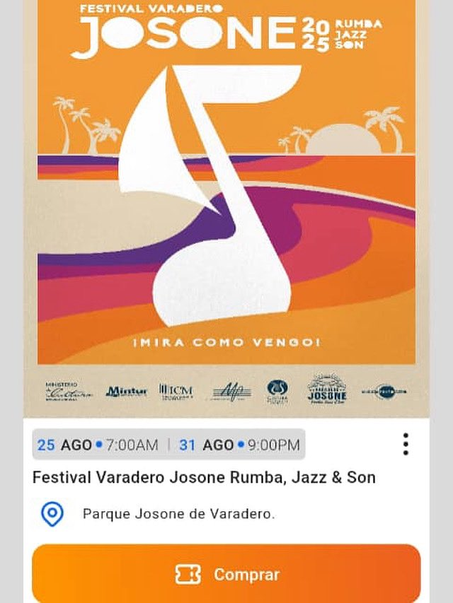 ¡🎉 No te pierdas el Festival Varadero Josone! Consigue tus entradas digitales fácilmente desde la app de La Papeleta. 📱✨ lapapeleta.cu/download/  ¡La mejor manera de disfrutar Varadero está a un clic! 

#FestivalVaraderoJosone #EntradasDigitales #Cuba #CubaUnica #CubaTravel
