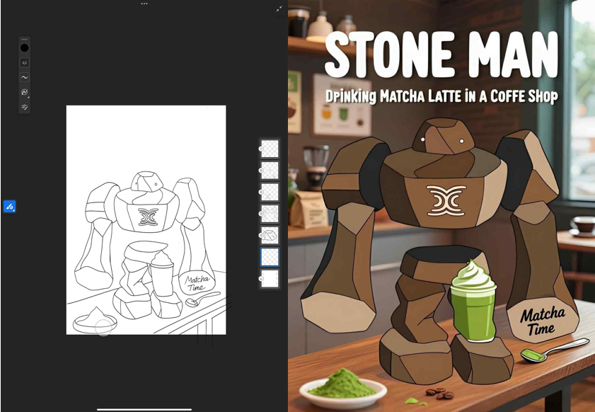 BaTrinh99's tweet image. 🍹STONE MAN x MATCHA LATTE – THE “SOLID BUT SMOOTH” COMBINATION 💚
When a stubborn person like Rocky has to “melt” before a cup of fragrant and fatty Matcha Latte, then you know this is the best matcha! 🍵💥
At a cozy cafe, Rocky – the symbol of strength and determination – was…