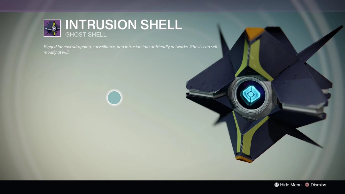 Garbagehea59278's tweet photo. @DestinyTheGame I miss old style ghost shells. Specifically the fabled Intrusion Shell. If you put this in the game as a $20 micro transaction I’d buy it. This is my favourite style of ghost shell but the ones offered in destiny 2 currently have ugly patterns on them. https://t.co/yqNbX0ev1c