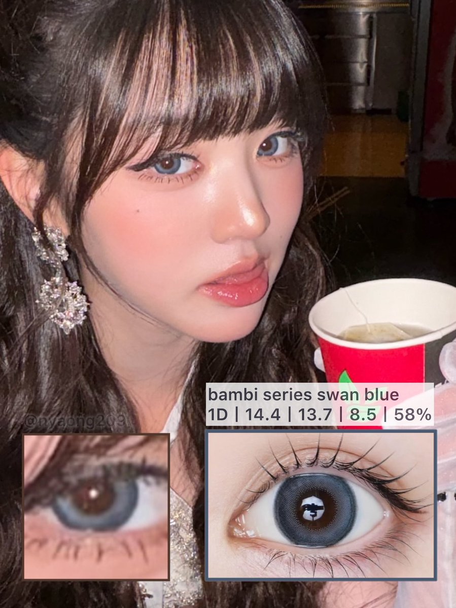 nyaong209's tweet image. ✨250720 장원영 렌즈 정보
👀bambi series swan blue