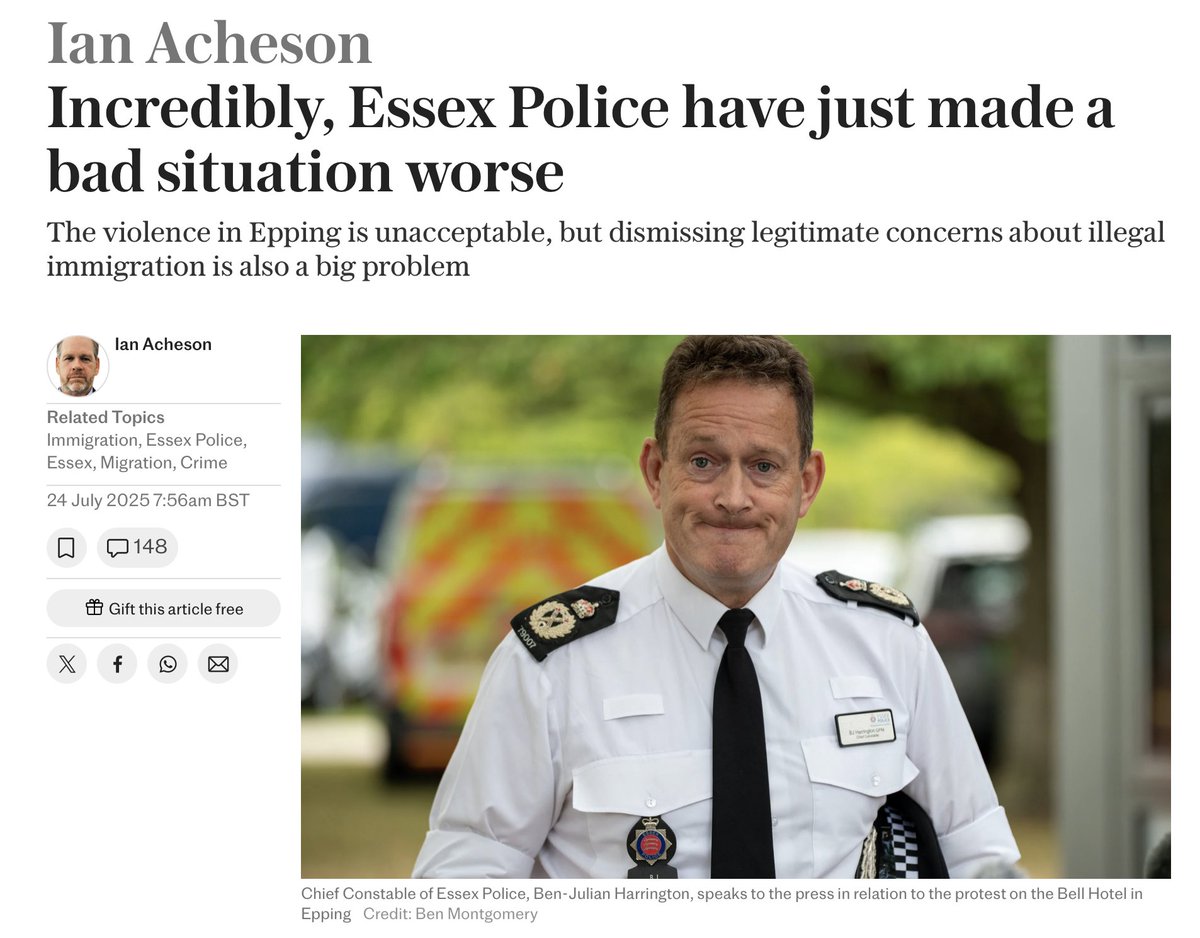 ShipleyWrites's tweet image. Essex Police's choices and statements over the last week keep making things worse.
Great piece from @NotThatBigIan