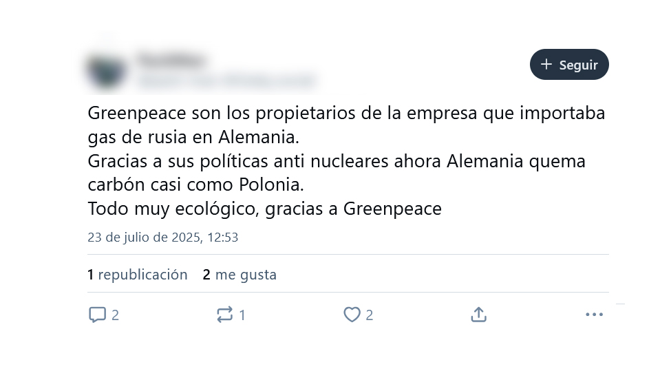 Jónatham F. Moriche 🇺🇦 🇵🇸 (@jfmoriche) on Twitter photo Pues sí: troles de Podemos, fandom de Canal Red y alucinados anexos varios lanzaron una campaña contra <a href="/greenpeace_esp/">Greenpeace España</a> por su apoyo al Real Decreto a favor de las renovables.
Es increíble, increíble, increíble hasta donde están siendo capaces de llegar en su deriva piromaníaca. Pues sí: troles de Podemos, fandom de Canal Red y alucinados anexos varios lanzaron una campaña contra <a href="/greenpeace_esp/">Greenpeace España</a> por su apoyo al Real Decreto a favor de las renovables.
Es increíble, increíble, increíble hasta donde están siendo capaces de llegar en su deriva piromaníaca.
