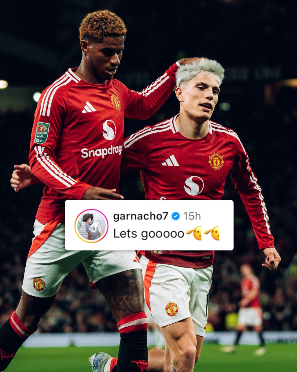 ESPNUK's tweet image. Alejandro Garnacho left a comment on Marcus Rashford's Barcelona announcement post ❤️