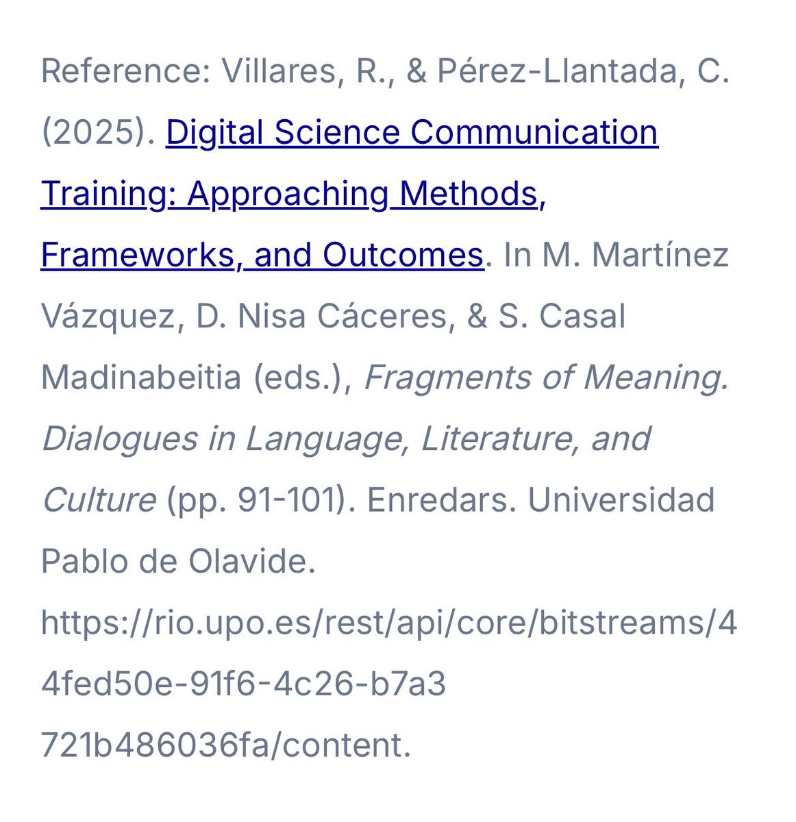 Our colleagues Rosana Villares and Carmen Pérez-Llantada have recently published a paper explaining DILAN’s rationale, methodologies, and outcomes so far. For details: dilan4scientists.eu/index.php/2025…