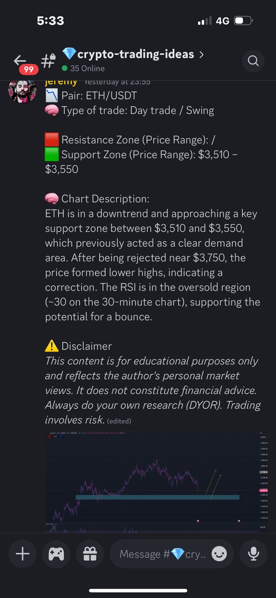 AndreaCapellin4's tweet image. $ETH quick long while we scalp .
Surgical precision. Got lucky again. Jeremy , one of the pro traders in my VIP group also got lucky
#crypto #bitcoin #btc #btcnews #altcoins