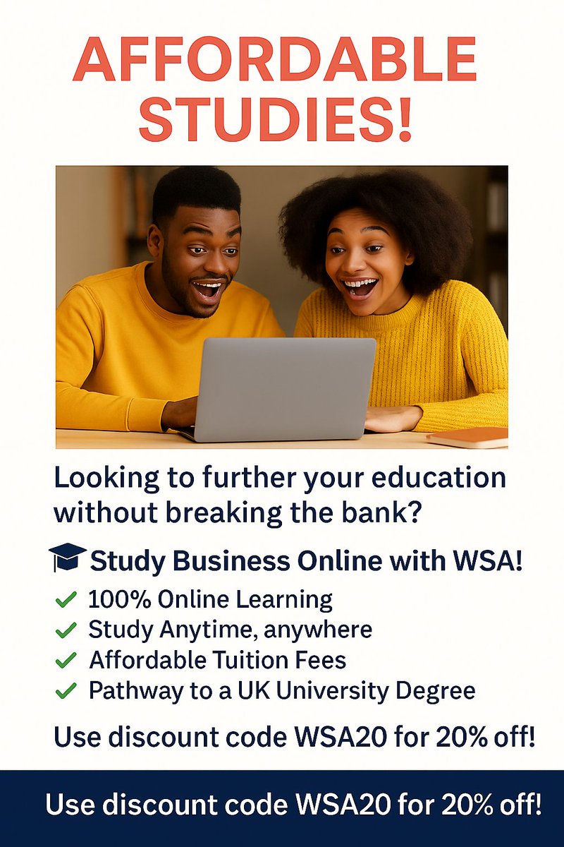 WorldStudentAdv's tweet image. 🎓 Study Business Online with WSA!
The Online Business School (OBS) through World Student Advisors (WSA) is your perfect opportunity!

onlinebusinessschool.com/what-is-obs/

📞 Contact Glenice today:
 📧glenice@worldstudentadvisors.com
 📱+44 745 972 0726

#StudyOnline#WSA#FlexibleLearning