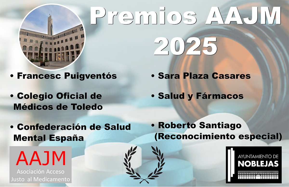 Pablo Martínez Segura (@vegaray) on Twitter photo Premios 2025 de la Asociación por un Acceso Justo al Medicamento. sanitikon.com/2025/07/premio… / <a href="/AjmRevista/">revistaAJM</a>
<a href="/SoledadCabezon/">Soledad Cabezón</a> <a href="/AsocAJM/">Asociación Acceso Justo al Medicamento</a> <a href="/LamataF/">Fernando Lamata</a> <a href="/ramongzalona/">Ramon Galvez Zaloña</a> <a href="/talfageme/">Teresa Alfageme</a> <a href="/jrsendin/">Juan Jose Rodriguez</a> <a href="/joanrlaporte/">Joan-Ramon Laporte</a> <a href="/oriol_guell/">oriol guell</a> <a href="/AytoNoblejas/">Ayto. Noblejas</a> <a href="/icomtoledo/">ColegioMédicosToledo</a> <a href="/consaludmental/">SALUD MENTAL ESPAÑA</a> Premios 2025 de la Asociación por un Acceso Justo al Medicamento. sanitikon.com/2025/07/premio… / <a href="/AjmRevista/">revistaAJM</a>
<a href="/SoledadCabezon/">Soledad Cabezón</a> <a href="/AsocAJM/">Asociación Acceso Justo al Medicamento</a> <a href="/LamataF/">Fernando Lamata</a> <a href="/ramongzalona/">Ramon Galvez Zaloña</a> <a href="/talfageme/">Teresa Alfageme</a> <a href="/jrsendin/">Juan Jose Rodriguez</a> <a href="/joanrlaporte/">Joan-Ramon Laporte</a> <a href="/oriol_guell/">oriol guell</a> <a href="/AytoNoblejas/">Ayto. Noblejas</a> <a href="/icomtoledo/">ColegioMédicosToledo</a> <a href="/consaludmental/">SALUD MENTAL ESPAÑA</a>