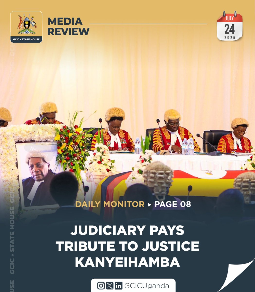 gou_jsec's tweet image. The Uganda flag flew at half-mast on top of the Supreme Court building in Kampala yesterday to symbolise the mourning of Prof. George Wilson Kanyeihamba