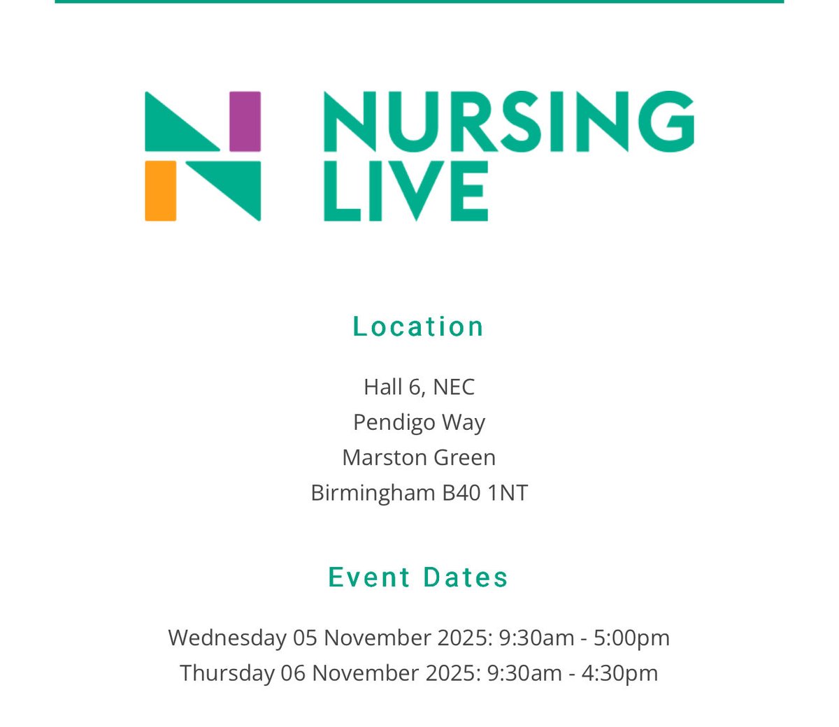 🌟 Excited to share I’ve been appointed an Ambassador for Nursing Live 2025 
5–6 Nov Proud to represent #Nursing as we connect, celebrate &amp; lead with impact.
🔗 Join us: eventdata.uk/Visitor/Nursin… 
#NursingLive25 #RCN #NHS ⁦<a href="/NursingJobsFair/">RCNi Nursing Careers and Jobs Fair</a>⁩ 
⁦<a href="/HeadofShopping/">Simon Clarke 🌈💙</a>⁩  ⁩