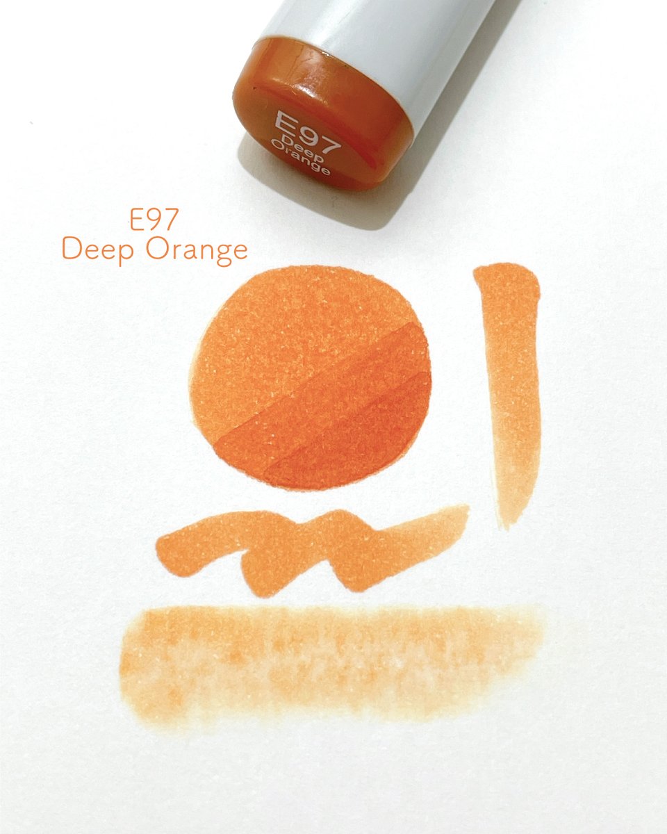 COPIC_Official's tweet image. #コピック アルコールマーカーの今日の1色🎨
E97 Deep Orange(ディープ・オレンジ)
彩度をおさえた落ち着きのある深みオレンジ🍊
どこか琥珀(こはく)を思わせるような、やさしい色合いです🧡
1999年にセル画調の肌色系統としてE93、E95とともに追加された色。…