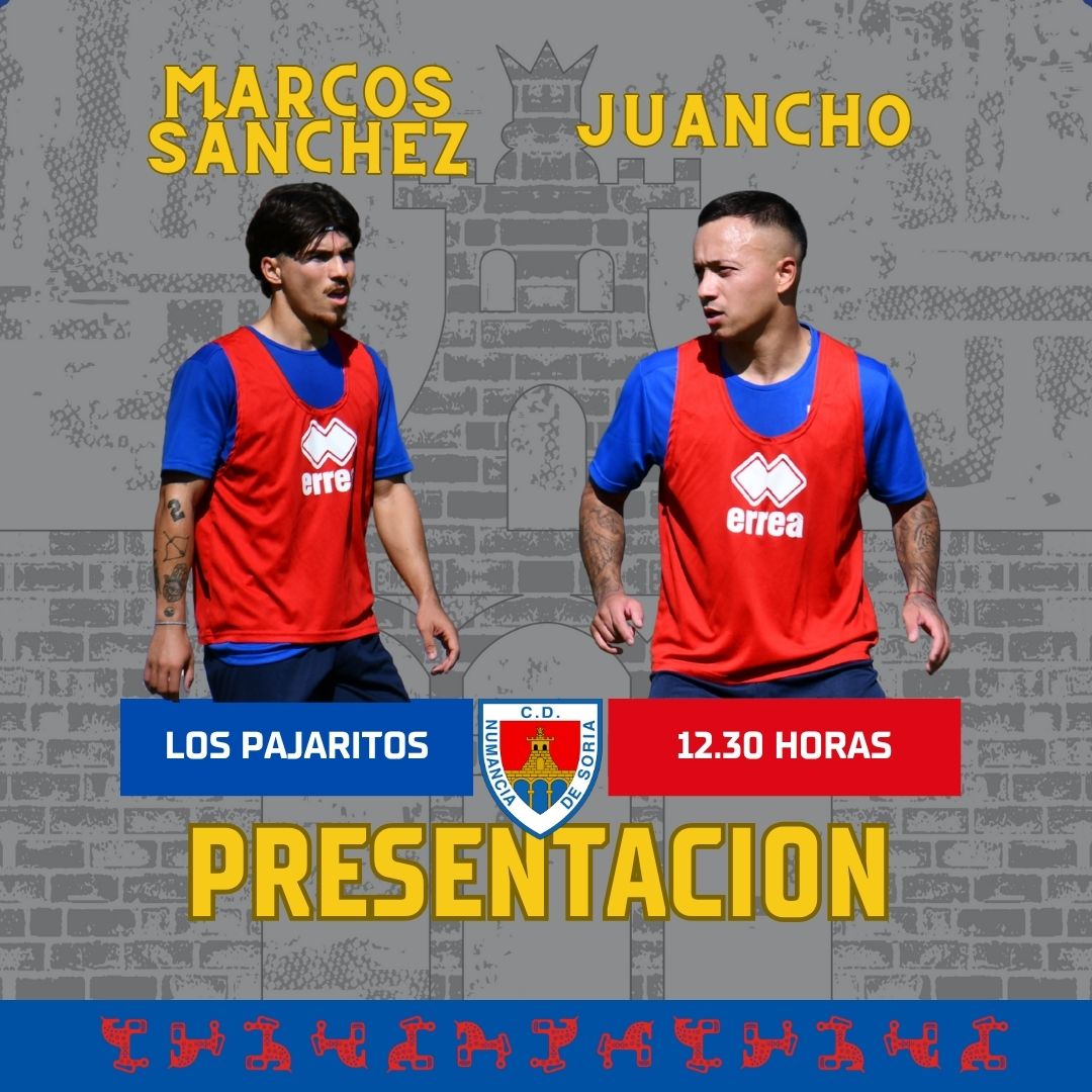 Hoy comenzamos con las presentaciones de los nuevos jugadores del #Numancia 25-26

Marcos Sánchez y Juancho serán presentados a las 12.00 horas en la sala de prensa de #LosPajaritos

📺 youtube.com/live/I7TYZNyxQ…

#BienvenidosJuanchoYMarcos