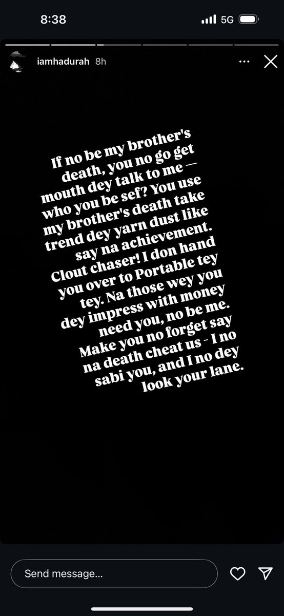 GossipMillNaija's tweet image. Breaking News: “VeryDarkMan is nothing but a Clout Chaser, who used my Late brother Mohbad’s D**th to Trend and chase clout , before my brother passed away VDM no get mind to talk to me anyhow, But I done hand you over to Portable ” - Hadurah Mohbad’s brother fumes