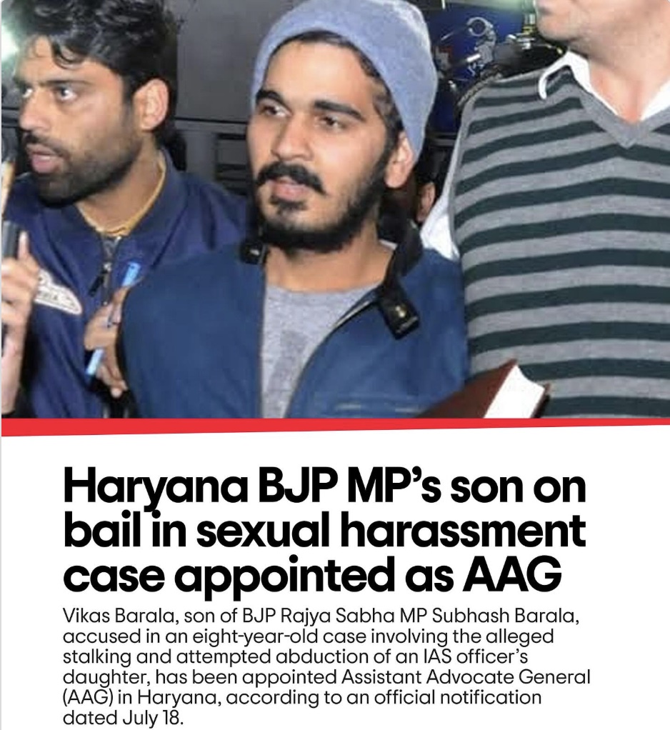 An accused in a high profile stalking and attempted abduction case is now the Assistant Advocate General 

Case is still being heard.

India is rape capital for a reason.

Nowhere else are the people and society so horrendous that this shit happens and not too many care a damn.