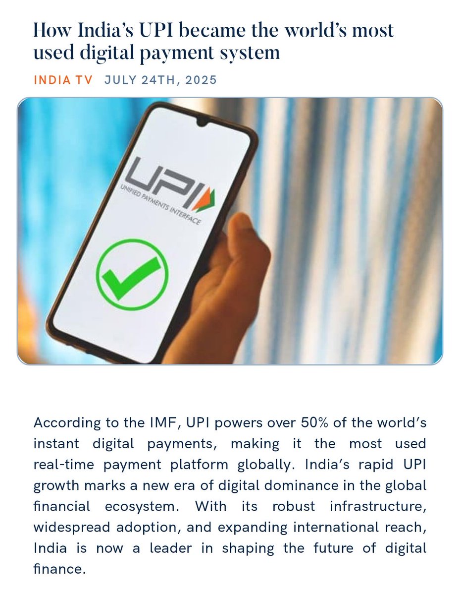 How India’s UPI became the world’s most used digital payment system
indiatvnews.com/technology/new… 

via NaMo App