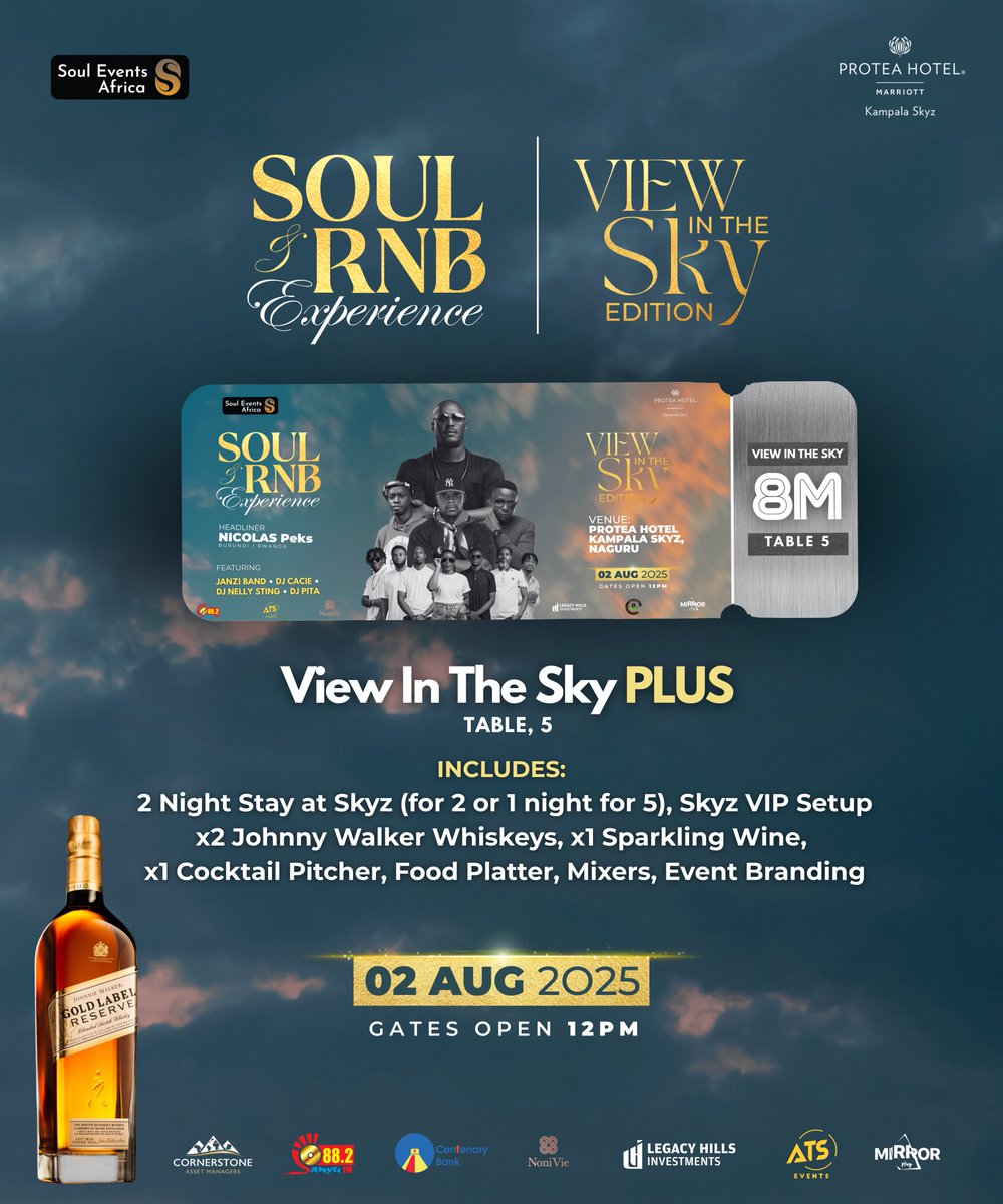 SoulEventsAfric's tweet image. #TheSoulandRnBExperience
Ticket category: View in The Sky PLUS.
Indulge into our premium experience package that comes with a limited view from the sky and access to VIP. (Only 2 slots left)
Happening 02 August at @SkyzHotel
Get your tickets from souleventsafrica.com