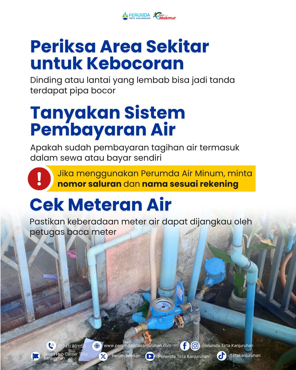Ngontrak rumah bukan hanya soal lokasi dan harga tetapi juga soal air!

Ini dia 6 tips tentang air yang harus #SobatTirkan tahu sebelum ngontrak rumah 🤫

Yuk jadi penyewa cerdas, biar hidup tenang tanpa keribetan air!

Ngontrak nyaman = bebas drama air 🏠💧