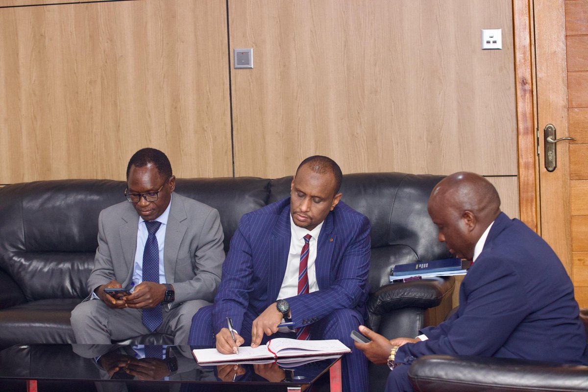 tanuijohn's tweet image. Yesterday, together with my colleague PS Steve Isaboke (Broadcasting & Telecommunications), we hosted PS Ahmed Ibrahim (National Coordination) at the Ministry headquarters.
PS Ahmed’s docket plays a vital role in aligning national priorities, coordinating government functions,…