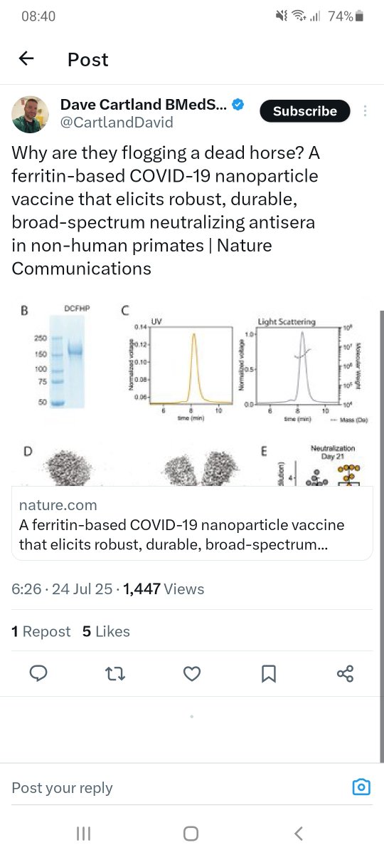 CpfcGal08's tweet image. Mr Cartland. Please read what you share. It literally says Non Human Primates research in the title! 🤦♀️
nature.com/articles/s4146…