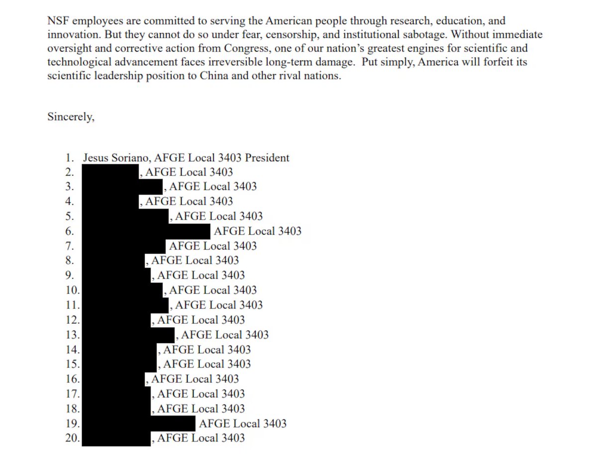 Manuel Ansede (@manuelansede) on Twitter photo Esta imagen es espeluznante. De los 150 trabajadores de la <a href="/NSF/">U.S. National Science Foundation</a> que firman una carta contra la destrucción de la ciencia perpetrada por Trump, solo uno aparece con nombre: Jesús Soriano. Es un médico español que vive en EE UU desde 1998. Lo entrevistamos: elpais.com/ciencia/2025-0… Esta imagen es espeluznante. De los 150 trabajadores de la <a href="/NSF/">U.S. National Science Foundation</a> que firman una carta contra la destrucción de la ciencia perpetrada por Trump, solo uno aparece con nombre: Jesús Soriano. Es un médico español que vive en EE UU desde 1998. Lo entrevistamos: elpais.com/ciencia/2025-0…
