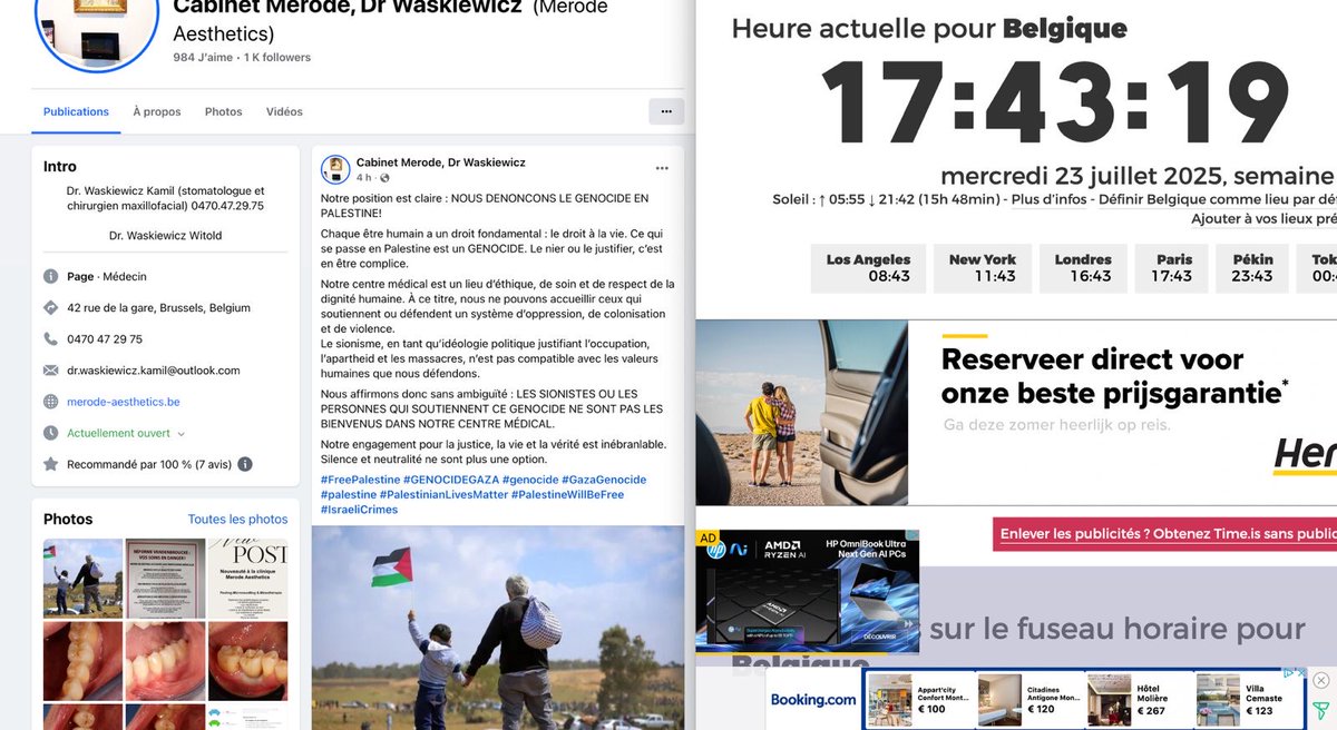 Bob_Hasbara's tweet image. 🚨 SIGNALEMENT 🚨Discrimination flagrante dans un cabinet médical à Bruxelles.
Le Dr Kamil Waskiewicz et le Cabinet de Merode situé à Etterbeek (Bruxelles) ont publié sur Facebook :
« Les sionistes ou les personnes qui soutiennent ce génocide ne sont pas les bienvenus dans…