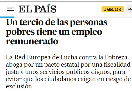 nunca hubo tanta gente con trabajo y pobre en España.