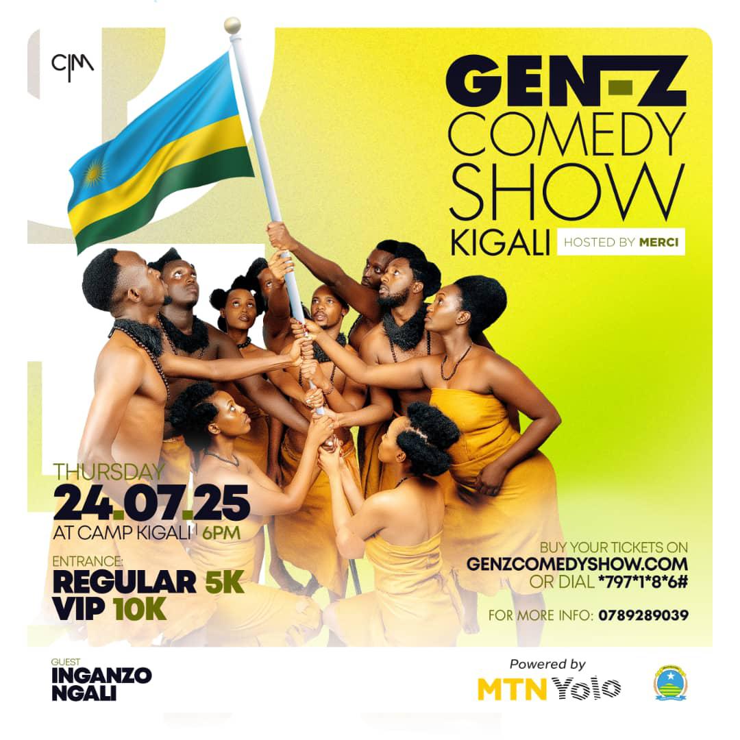 CityofKigali's tweet image. Hello Kigali!

Don't miss the #GenZComedyShow this evening at #KCEV (Camp Kigali) starting from 6:00 PM. 

We will be having an exciting lineup of your favorite comedians and a vibrant performance by Inganzo Ngali, showcasing the richness of Rwandan traditional music.