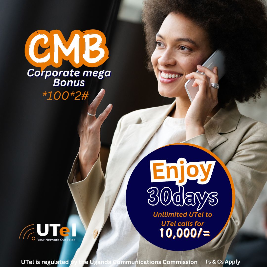 Stay connected without limits! Get Unlimited UTel-to-UTel calls for 30 days at just 10,000/= with the Corporate Mega Bonus (CMB) Voice Bundle!           

📞  Dial *100*2# to activate NOW!         

#StayConnected #UTelCMB #UnlimitedCalls