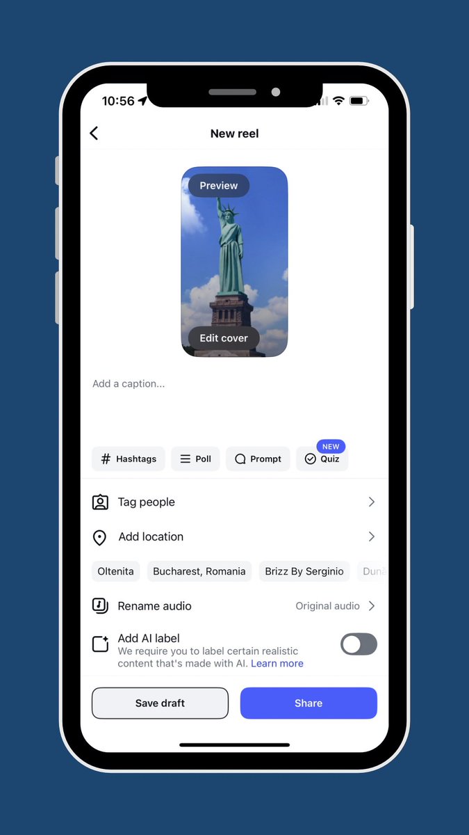 oncescuradu's tweet image. 📲 Instagram is testing on iOS a new “Quiz” feature for Instagram Reels.