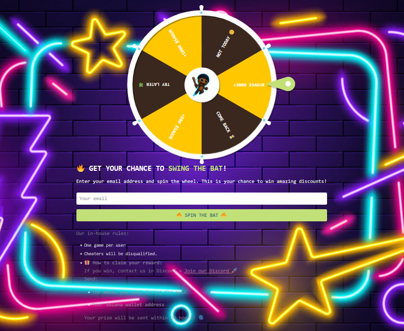 SAGURcoin's tweet photo. 🎉 SAGUR WHEEL UPDATE! 🔧

We’ve tweaked the legendary wheel:
✅ Bugs fixed
✅ Smoother animation
✅ Even juicier spins!
Haven’t tried it yet?
🎁 Win up to 3000 $SAGUR every day!
🎯 https://t.co/s75vH5KxEF
#SAGUR #airdrop #memecoin #solana #crypto #web3 #spin2win https://t.co/45RmOLAZaa