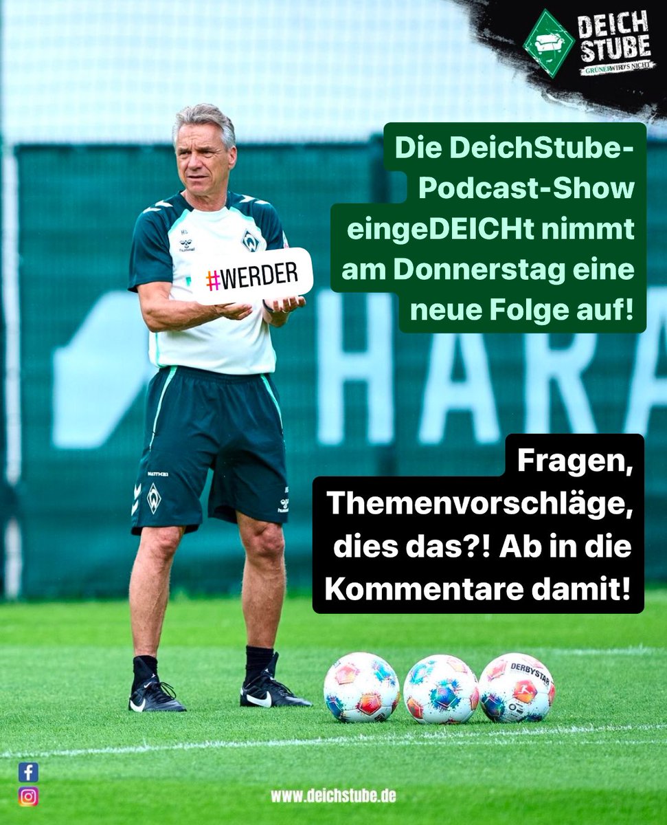 eingeDEICHt - die Werder-Show (@eingedeicht) on Twitter photo Die #DeichStube-Podcast-Show <a href="/eingeDEICHt/">eingeDEICHt - die Werder-Show</a> nimmt heute eine neue Folge auf! Mit Schalte ins #Werder-Trainingslager, klar. Fragen, Themenvorschläge, dies das?! Ab in die Kommentare damit! #SVW #WerderBremen #eingeDEICHt Die #DeichStube-Podcast-Show <a href="/eingeDEICHt/">eingeDEICHt - die Werder-Show</a> nimmt heute eine neue Folge auf! Mit Schalte ins #Werder-Trainingslager, klar. Fragen, Themenvorschläge, dies das?! Ab in die Kommentare damit! #SVW #WerderBremen #eingeDEICHt