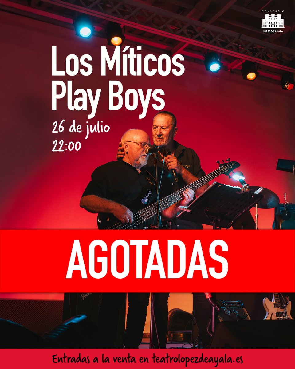 🎉 ¡Entradas agotadas!
Estamos felices de anunciar que Los Míticos Play Boys  han colgado el cartel de sold out para su concierto del 26 de julio en la Terraza de Verano.
¡Gracias por el entusiasmo y el cariño! 💃

🎶 'Aquellos años', Un viaje musical lleno de ritmo, nostalgia.