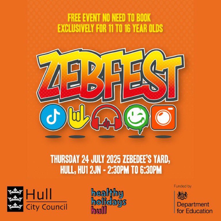 Aged 11-16years? Free event today Thursday 24 July 2:30pm in Zebedee’s yard HULL, our Lifestyle Team will be there 
To answer any lifestyle challenge questions or wish to enter, the team will be there to help
<a href="/HP_LifestyleYET/">Lifestyle</a> My Community Alert: mycommunityalert.co.uk/Alerts/A/297255