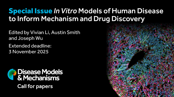 DMM_Journal's tweet image. 📢Call for papers - new submission deadline: 3 November 2025.
Submit your latest research to our upcoming special issue on #InVitroModels of #HumanDisease.
Editors: Vivian Li, Austin Smith and Joseph Wu
@StanfordCVI
journals.biologists.com/dmm/pages/in-v…
#CallforPapers
