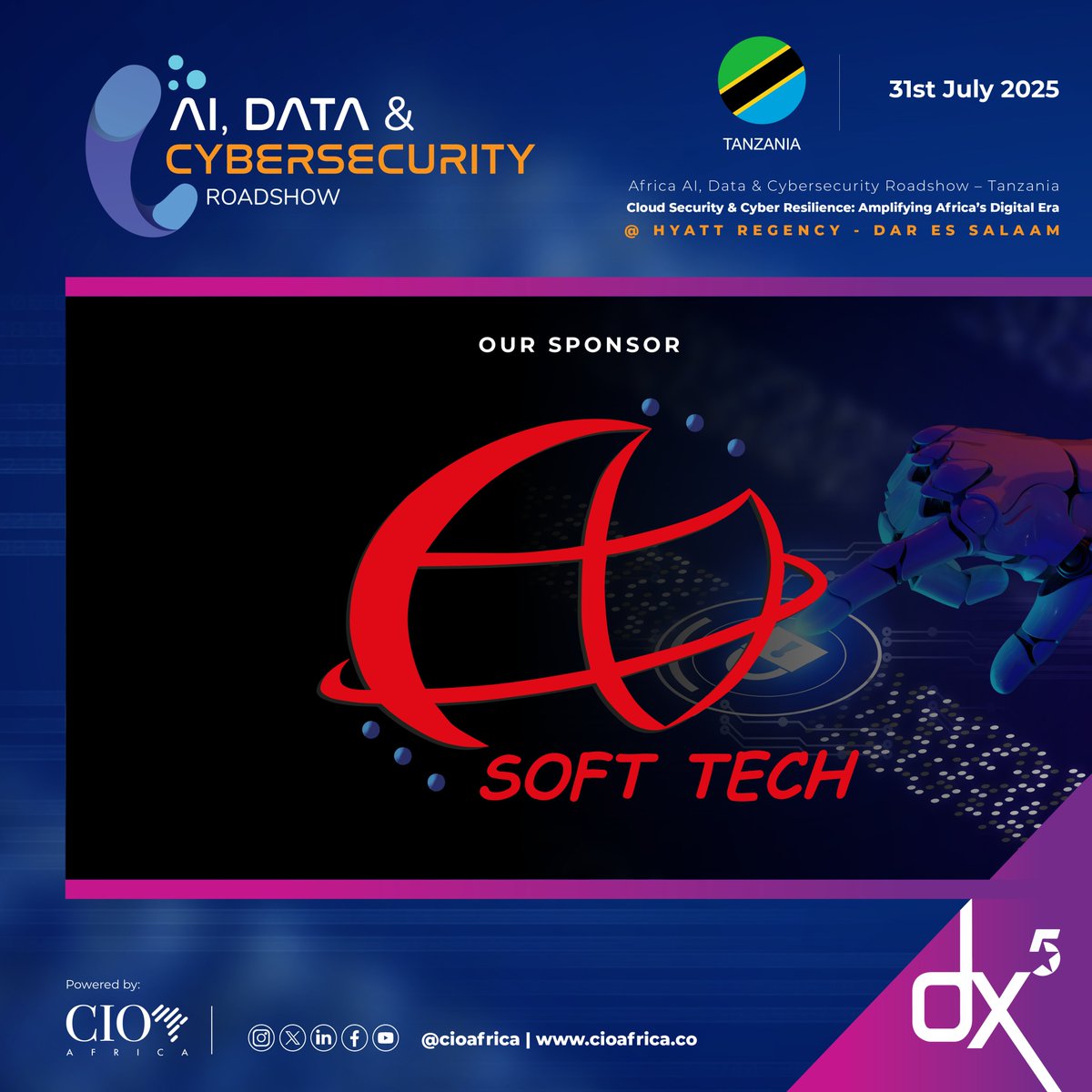 dx5ve's tweet image. We’re proud to welcome Soft-Tech Consultants Ltd as a sponsor at the AI, Data & Cybersecurity Roadshow – Tanzania!
Soft Tech is enabling businesses to thrive in a fast-evolving digital world by providing forward-thinking tech solutions, with a focus on innovation, scalability,…