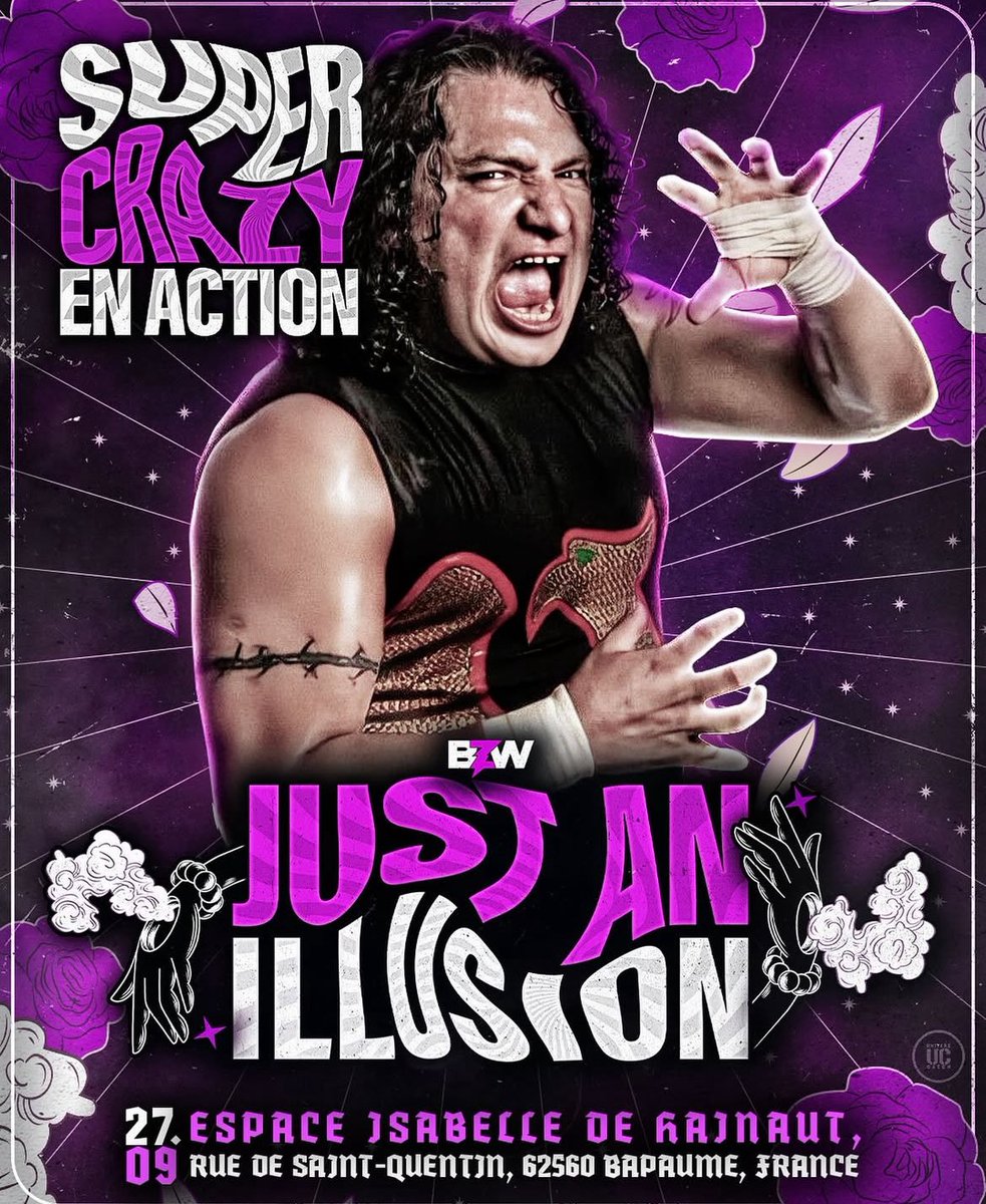 [News] Légende de la ECW, Super Crazy sera en action lors du show « Just an illusion » de BZW.🇲🇽

➡️ le show aura lieu le 27 septembre à Bapaume (62)

<a href="/bzw_wrestling/">BZWrestling</a>