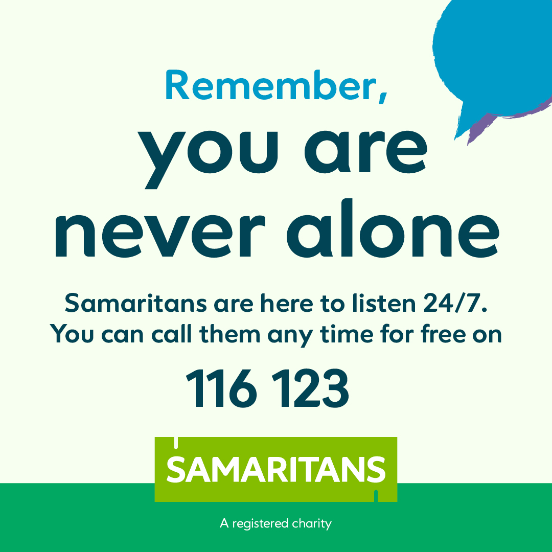 CitizensAdvice's tweet image. Today is #SamaritansAwarenessDay
It’s a reminder that if you're finding life tough, @samaritans are there to listen 24/7 💚