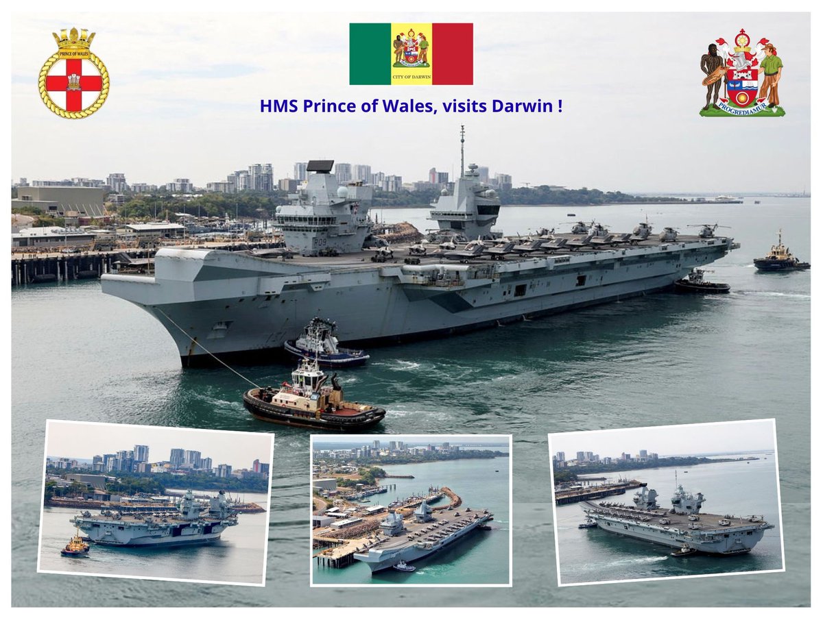 luitelubberts82's tweet image. HMS Prince of Wales brengt een bezoek aan Darwin .
Foto's via :@HMSPWLS , @COMUKCSG , @RoyalNavy ,@DefenceAust .