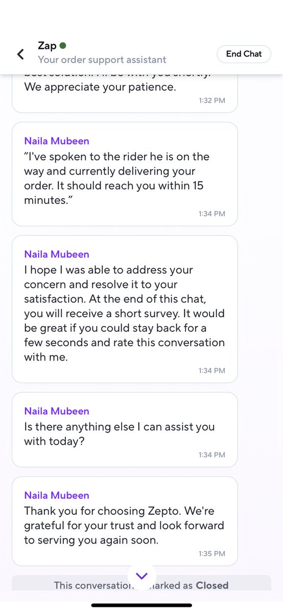 shivanshsaurya's tweet photo. What the hell has happened to zepto the order is marked as delivered but from past 3 hours the order has not arrived.
Are all the delivery boys hired by zepto useless or is it the zepto itself? @ZeptoNow https://t.co/DuY3JFyBAb