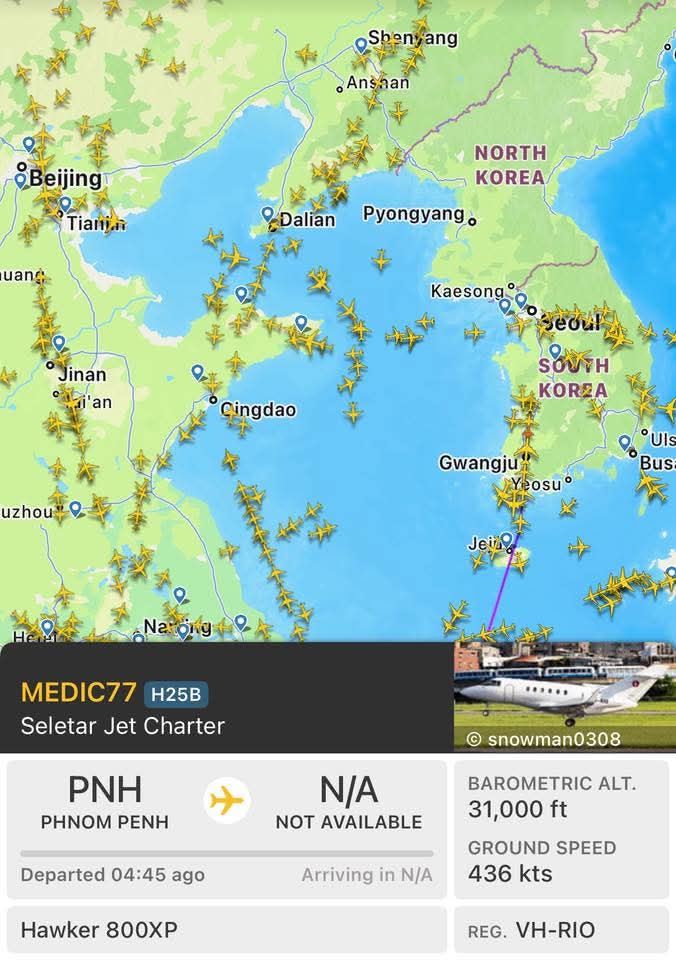 Santa08232871's tweet image. Samdech Hun Sen&apos;s private jet, a Hawker 800XP, has departed from Phnom Penh and is en route to South korea???? 
#SamdechHunSen
#cambodiaopnedfire