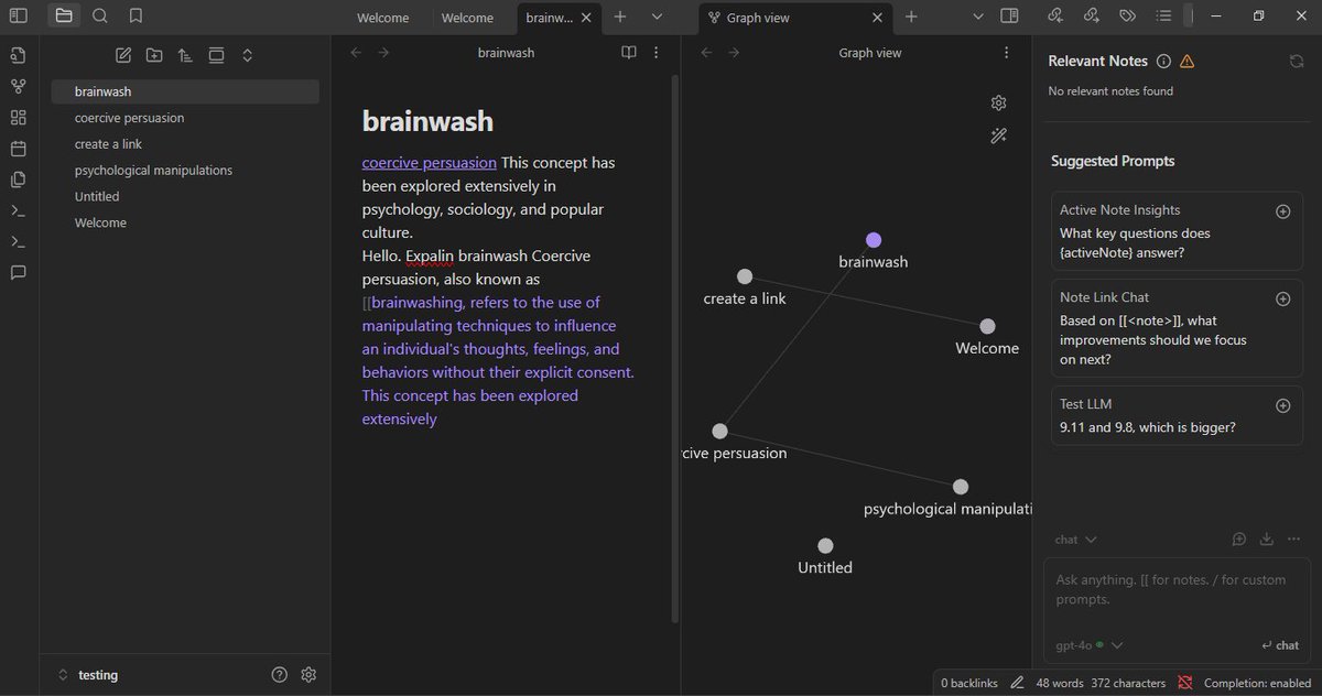 RaeWangari's tweet photo. Leveling up note-taking with Obsidian + Groq! 🙌🏆 Chat inside notes, AI-powered writing &amp; more! @julienebarbier42 @kalibetre @lowercase_life #Groq @alx_africa #ALX_AiSK https://t.co/LsCypFaq9v