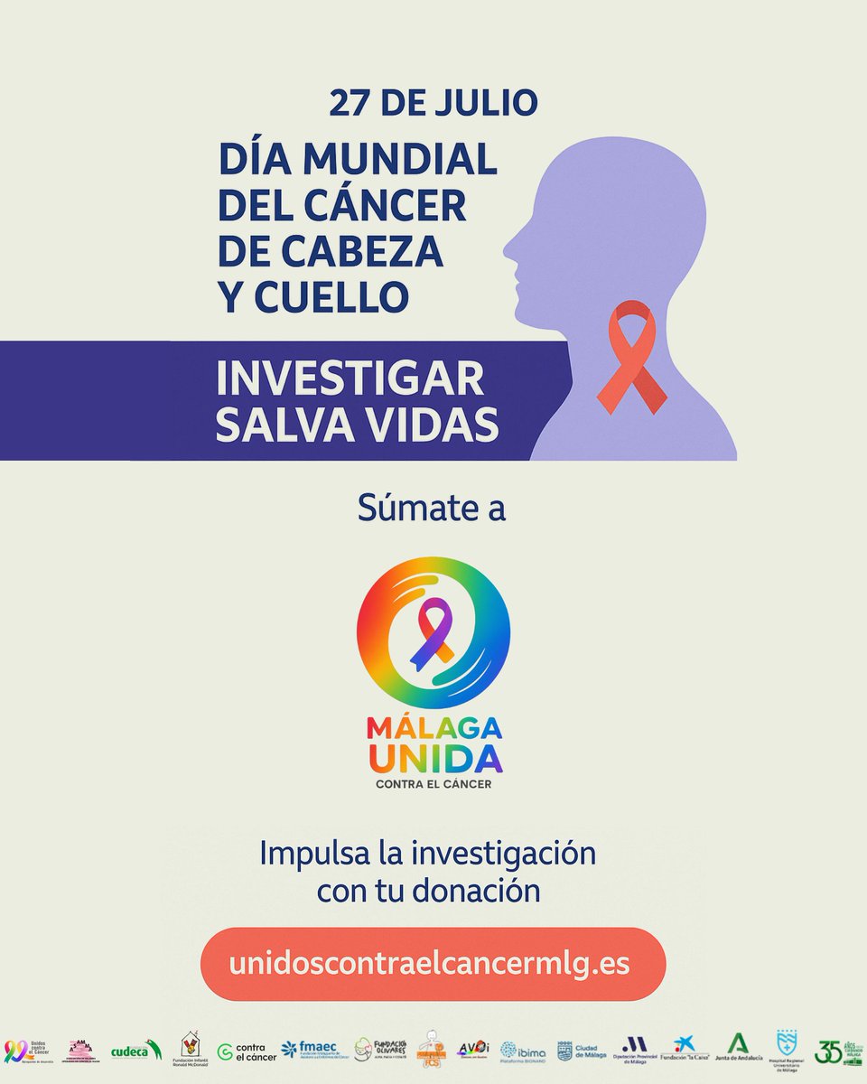 _ibima's tweet image. 💙 27 de julio | Día Mundial del Cáncer de Cabeza y Cuello
En IBIMA trabajamos por terapias más eficaces desde la Unidad Oncohematología-CIMO.
Tú también puedes ayudar👇
💻 unidoscontraelcancermlg.es
📲 Bizum solidario: 12299
🎯 Objetivo: 100.000 € para investigar el cáncer