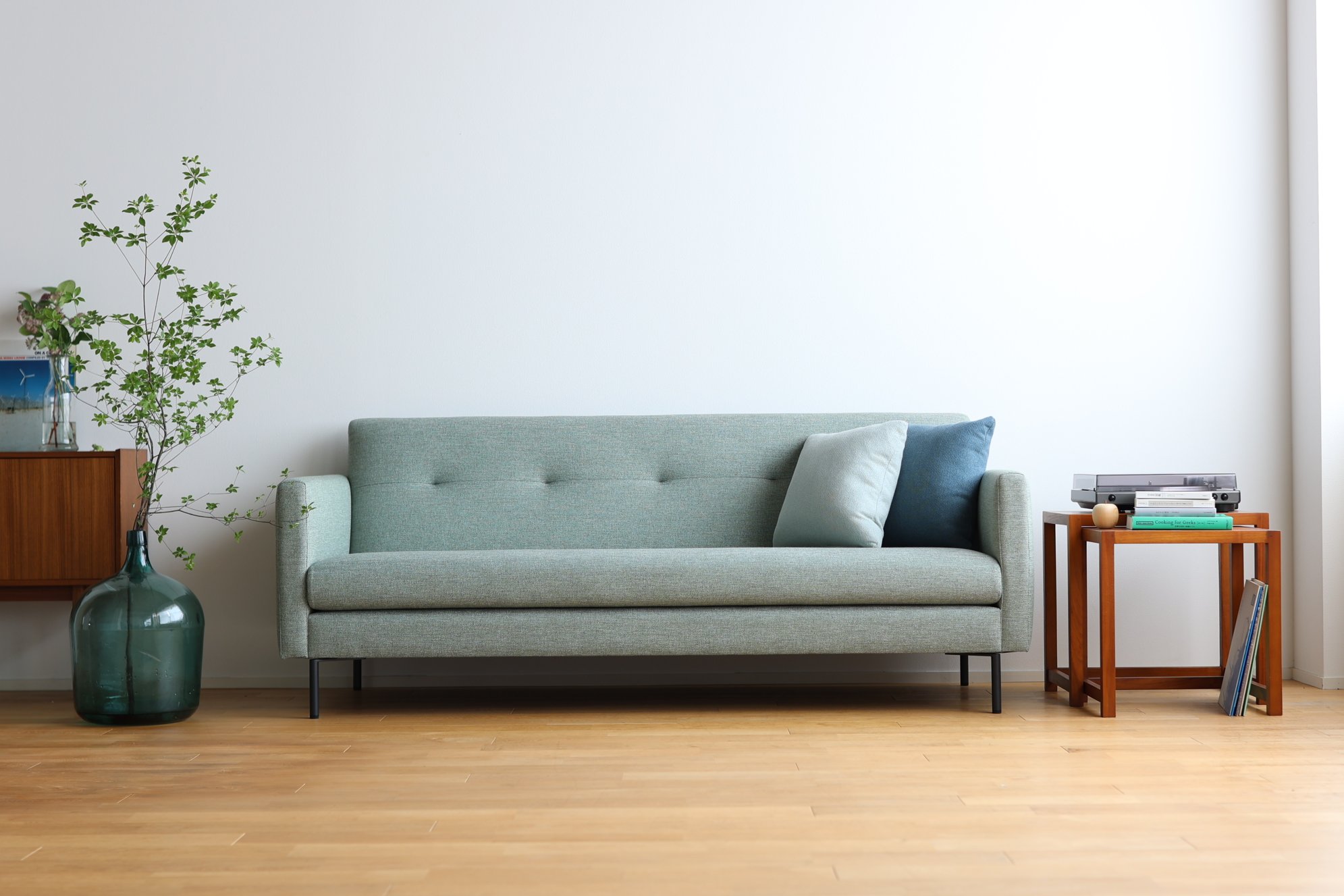 【NOYES】SOFAファブリックネイビー色 NewSugar Hi-Back スモール3人掛けカウチソファセット 製品詳細