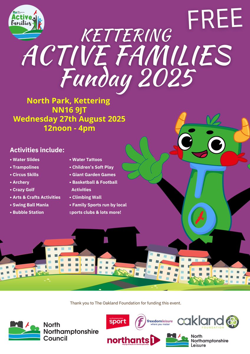 North Northants Leisure (@nn_leisure) on Twitter photo Active Family Fundays
π Location:Β Kettering
π Time:Β 12 PM β 4 PM
πΈ Cost:Β 100%Β FREEΒ β Just bring your energy and smiles!
#fun #free #sports #getactive #family #trysomethingnew #summer #dosomethingcoolwithyoursummer
<a href="/NNorthantsC/">North Northamptonshire Council</a>
@PublicheathNN Active Family Fundays
π Location:Β Kettering
π Time:Β 12 PM β 4 PM
πΈ Cost:Β 100%Β FREEΒ β Just bring your energy and smiles!
#fun #free #sports #getactive #family #trysomethingnew #summer #dosomethingcoolwithyoursummer
<a href="/NNorthantsC/">North Northamptonshire Council</a>
@PublicheathNN