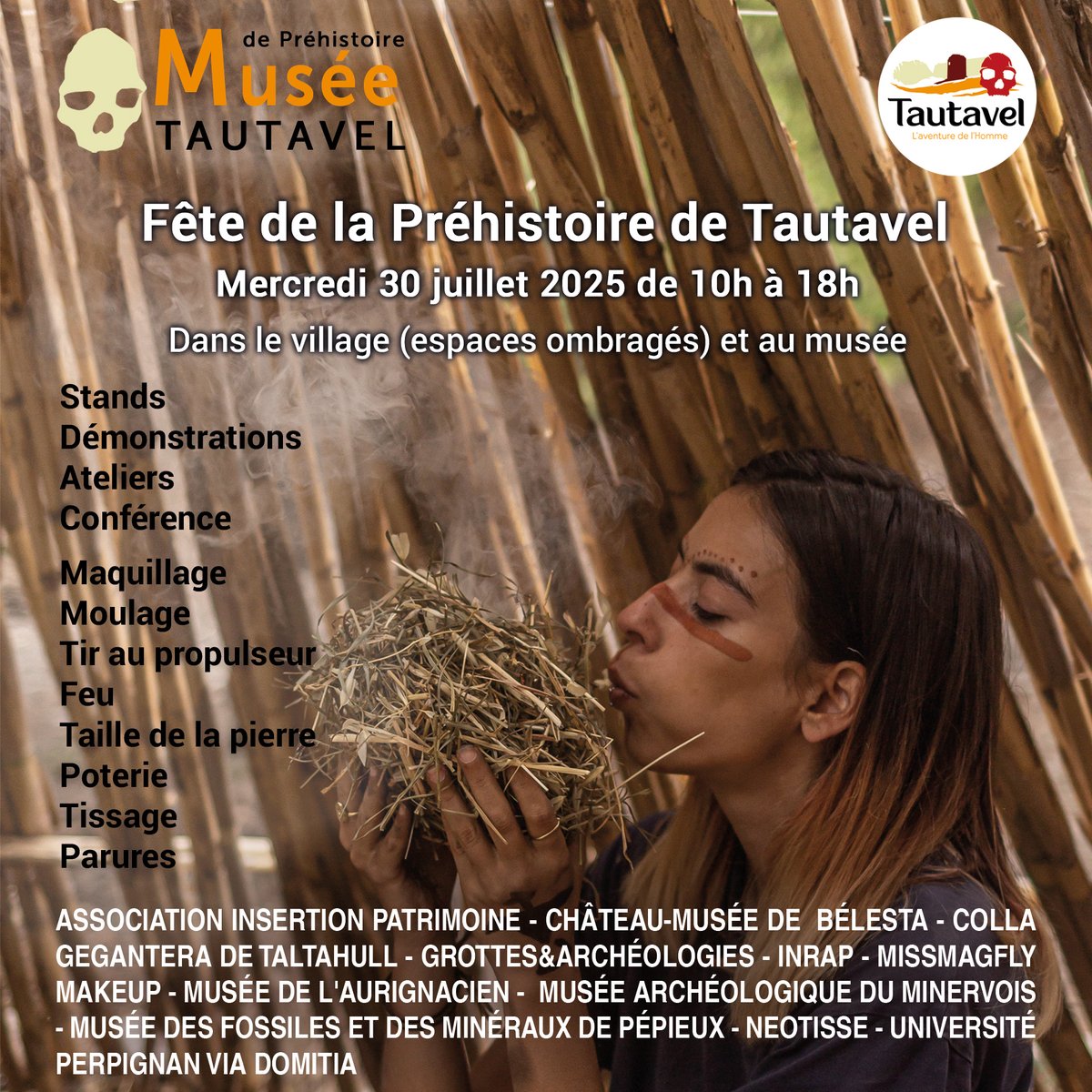 Préparez-vous pour la Fête de la Préhistoire à Tautavel ! 
Marquez vos calendriers ! La Fête de la Préhistoire de Tautavel revient pour une journée exceptionnelle de voyage dans le temps !
Rendez-vous le mercredi 30 juillet pour une immersion totale dans le monde de nos ancêtres.