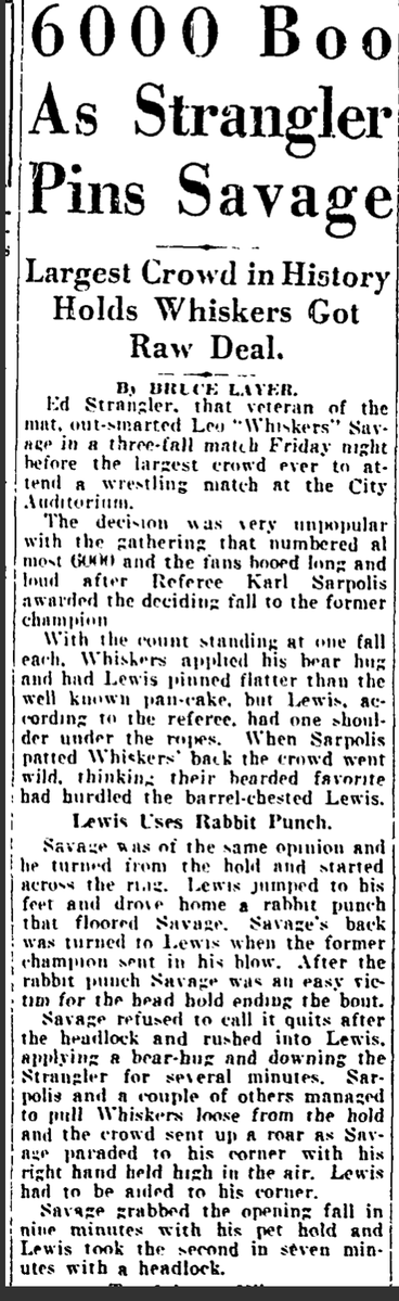 JYDbook's tweet image. Late night Whiskers Savage search turned up this Morris Sigel gem. Oct 35 vs Strangler Lewis. @tonyrichards4 6000 fans somehow packed the Houston City Aud normally listed as a 4000 seater. And guess who ref'd the bout? @Sparks3rdCoast @SteelBeltSteve @mk96flores @RoFlo @Fgbrisco