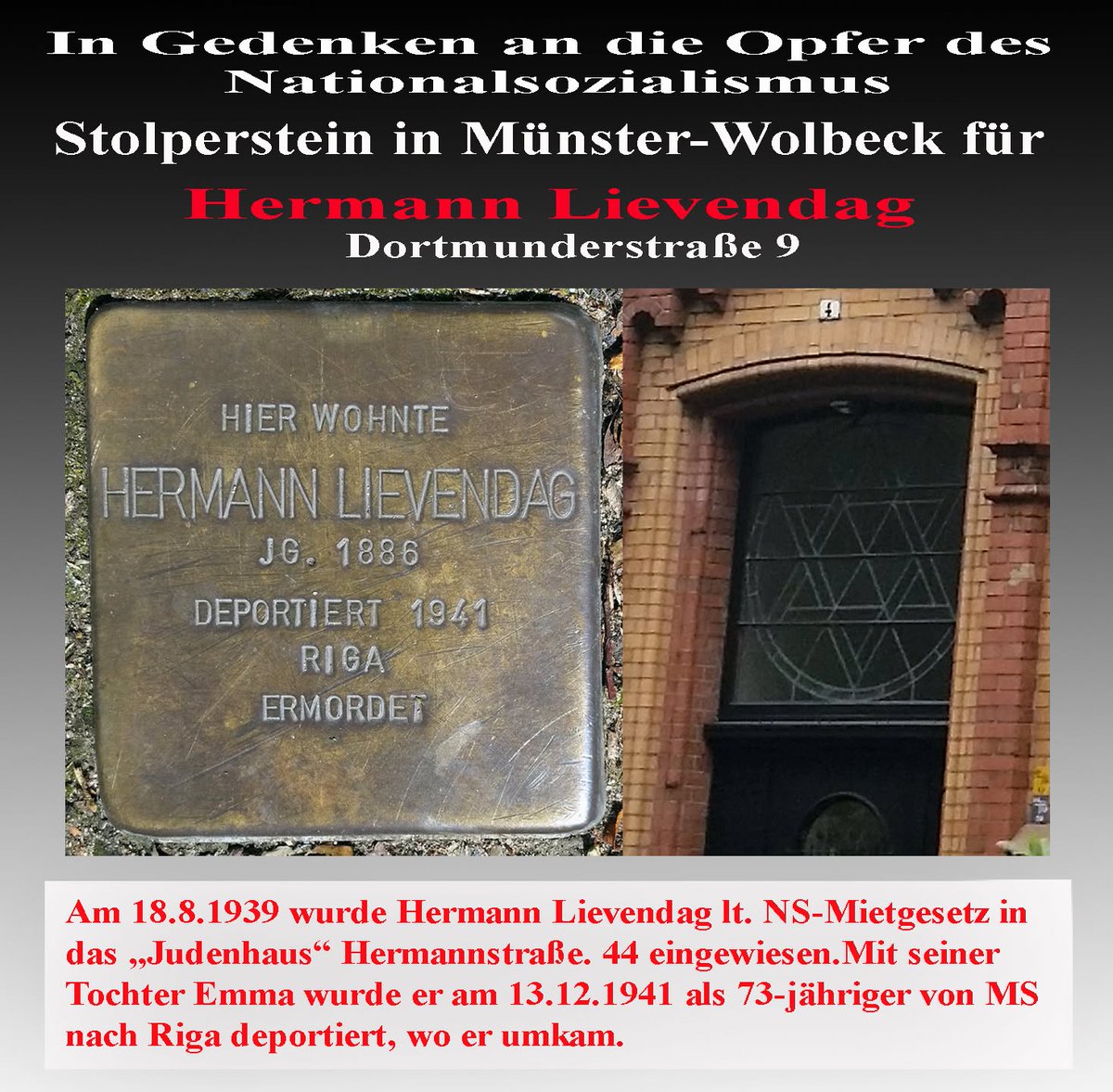 Muenstertube's tweet image. #Münster. Der tägliche Stolperstein gegen das Vergessen: Hermann Lievendag #Antisemitismus #Stolpersteine #Niewiederistjetzt #Holocaust #Riga #noNazis #noAfD #WirSindDieBrandmauer #AfDVerbotjetzt #wirsindmehr
Mehr zum Schicksal des Nazi-Opfers hier:
muenstertube.wordpress.com/2023/06/29/ged…