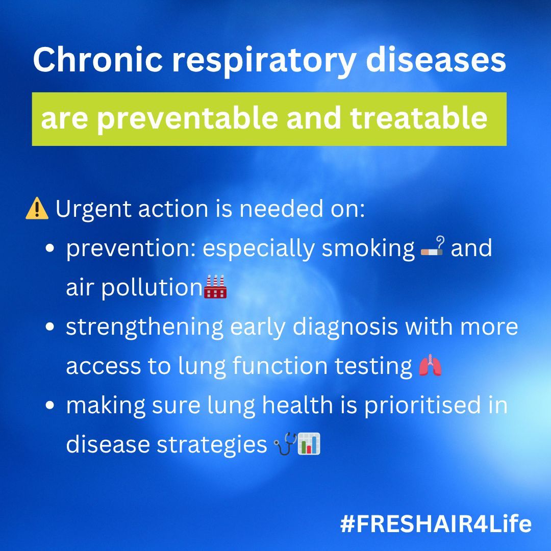 IPCRG's tweet image. New @WHO/@EuroRespSoc report: 81.7 million Europeans with chronic respiratory disease; millions undiagnosed. Urgent action needed on smoking, polluted air, early diagnosis. Read more: buff.ly/etfAZyj #FRESHAIR4Life
